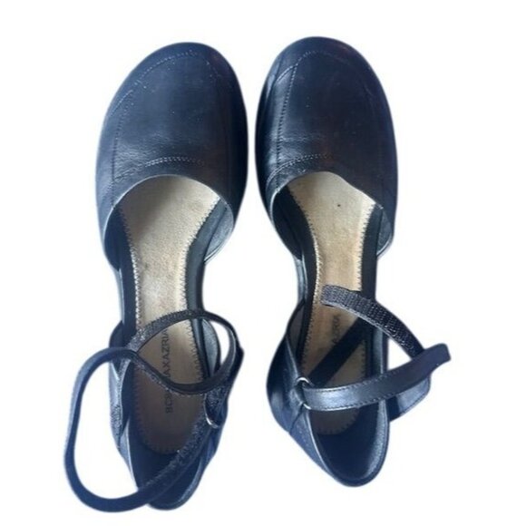 BCBG Maxazria Blk Vegan Leather Ballet Core Ankle Strap Chunky Platform Shoes 8M - Picture 2 of 7